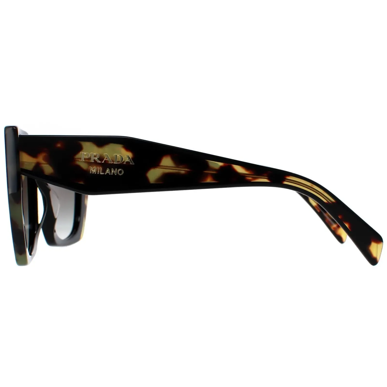 Prada Prada|Rectangle^Sunglasses PR15WS 3890A7 Black and Medium Tortoise Light Grey Gr