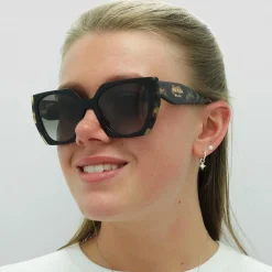 Prada Prada|Rectangle^Sunglasses PR15WS 3890A7 Black and Medium Tortoise Light Grey Gr