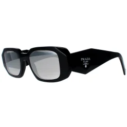 Prada Prada|Rectangle^Sunglasses PR17WS 1AB2B0 Black Light Grey Mirror Silver