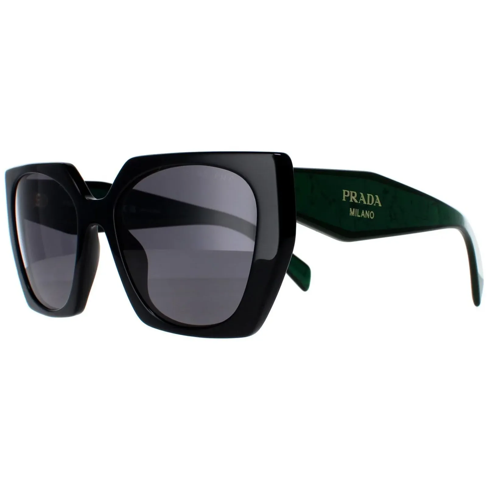 Prada Prada|Rectangle^Sunglasses PR15WS 1AB5Z1 Black Dark Grey Polarized