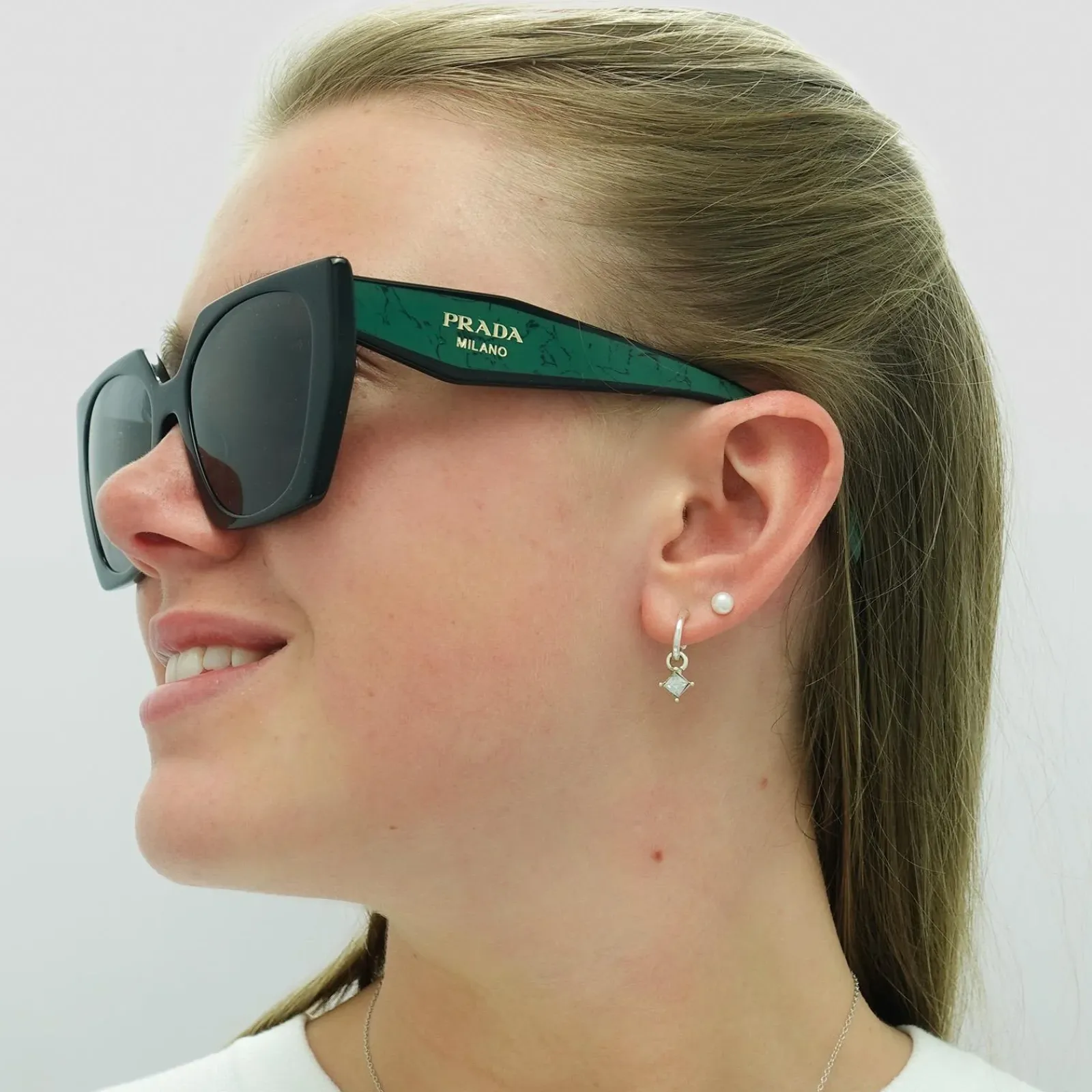 Prada Prada|Rectangle^Sunglasses PR15WS 1AB5Z1 Black Dark Grey Polarized