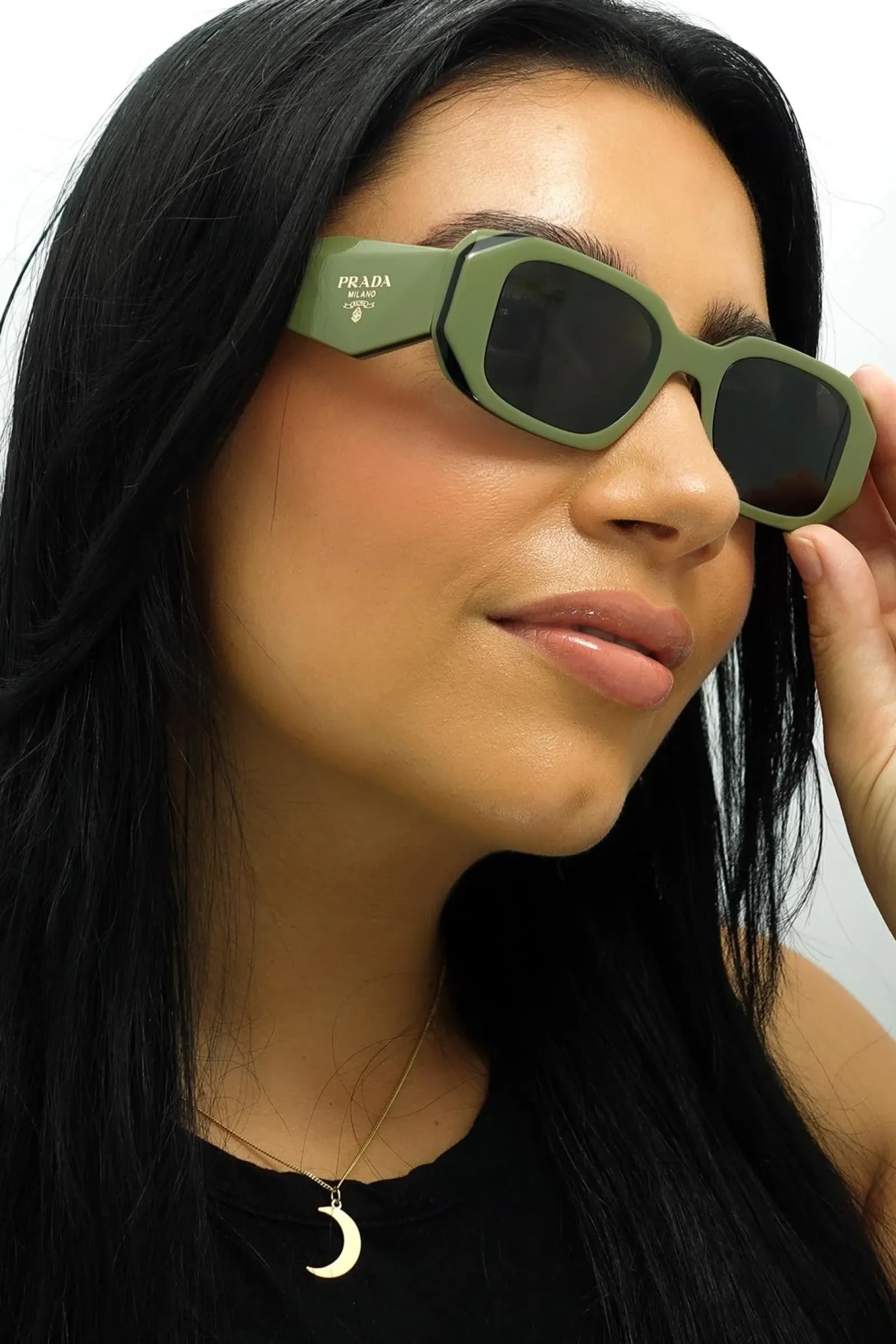 Prada Prada|Rectangle^Sunglasses PR17WS 13N5S0 Sage Black Dark Grey