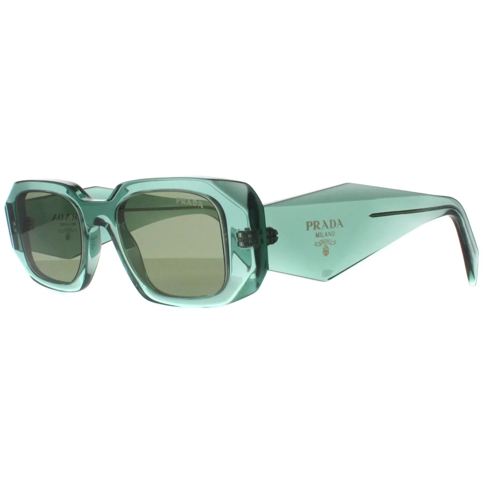 Prada Prada|Rectangle^Sunglasses PR17WS 11R10E Transparent Sage Green Mirror Internal