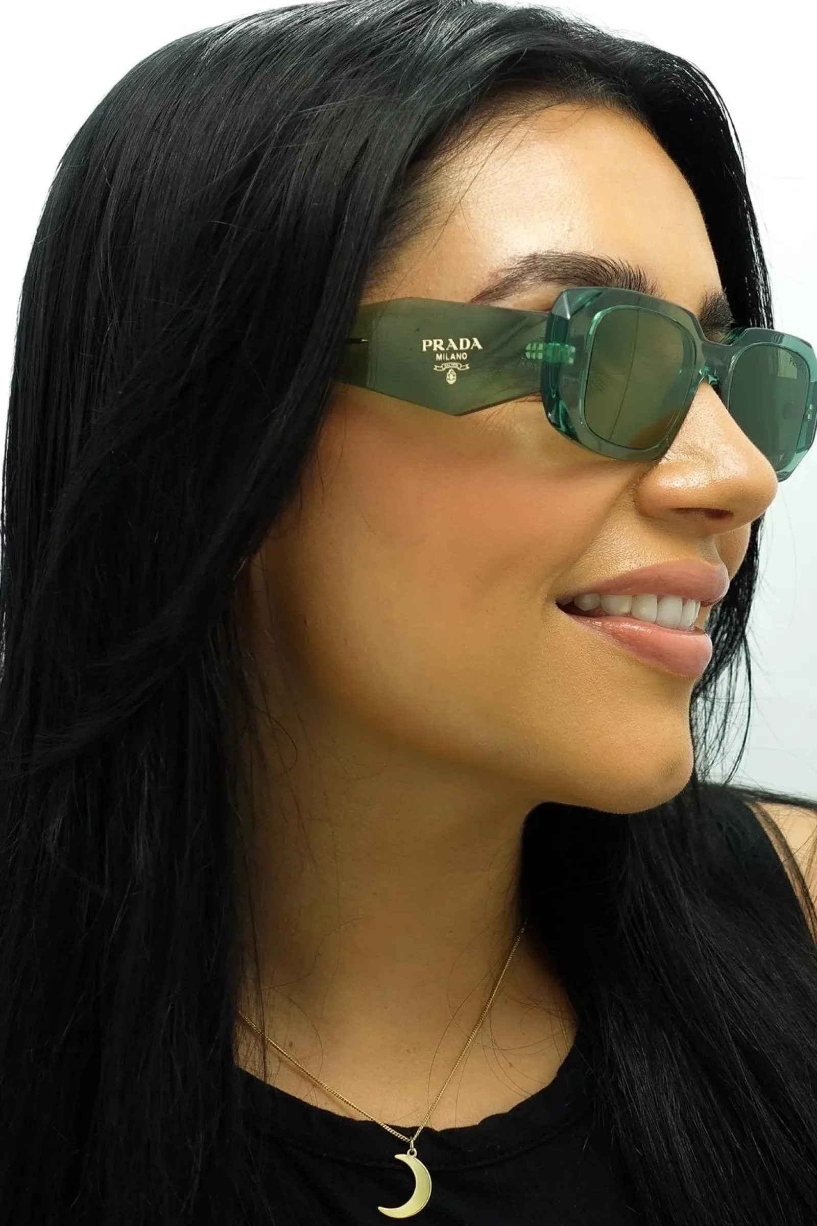 Prada Prada|Rectangle^Sunglasses PR17WS 11R10E Transparent Sage Green Mirror Internal