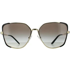 Prada Rectangle^Sunglasses PR60XS AAV0A7 Pale Gold and Black Grey Gradient