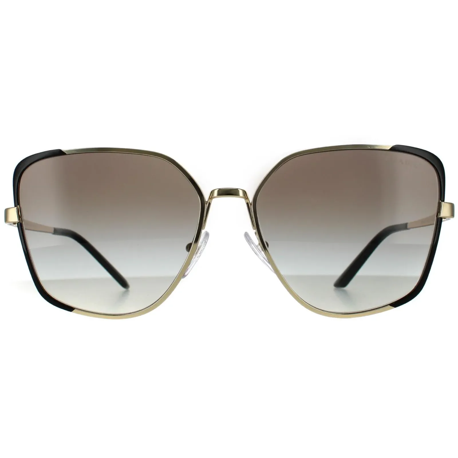 Prada Rectangle^Sunglasses PR60XS AAV0A7 Pale Gold and Black Grey Gradient