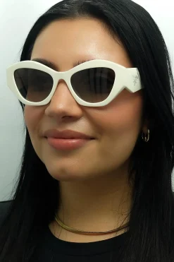 Prada Rectangle^Sunglasses PR07YS 142130 White Grey Gradient