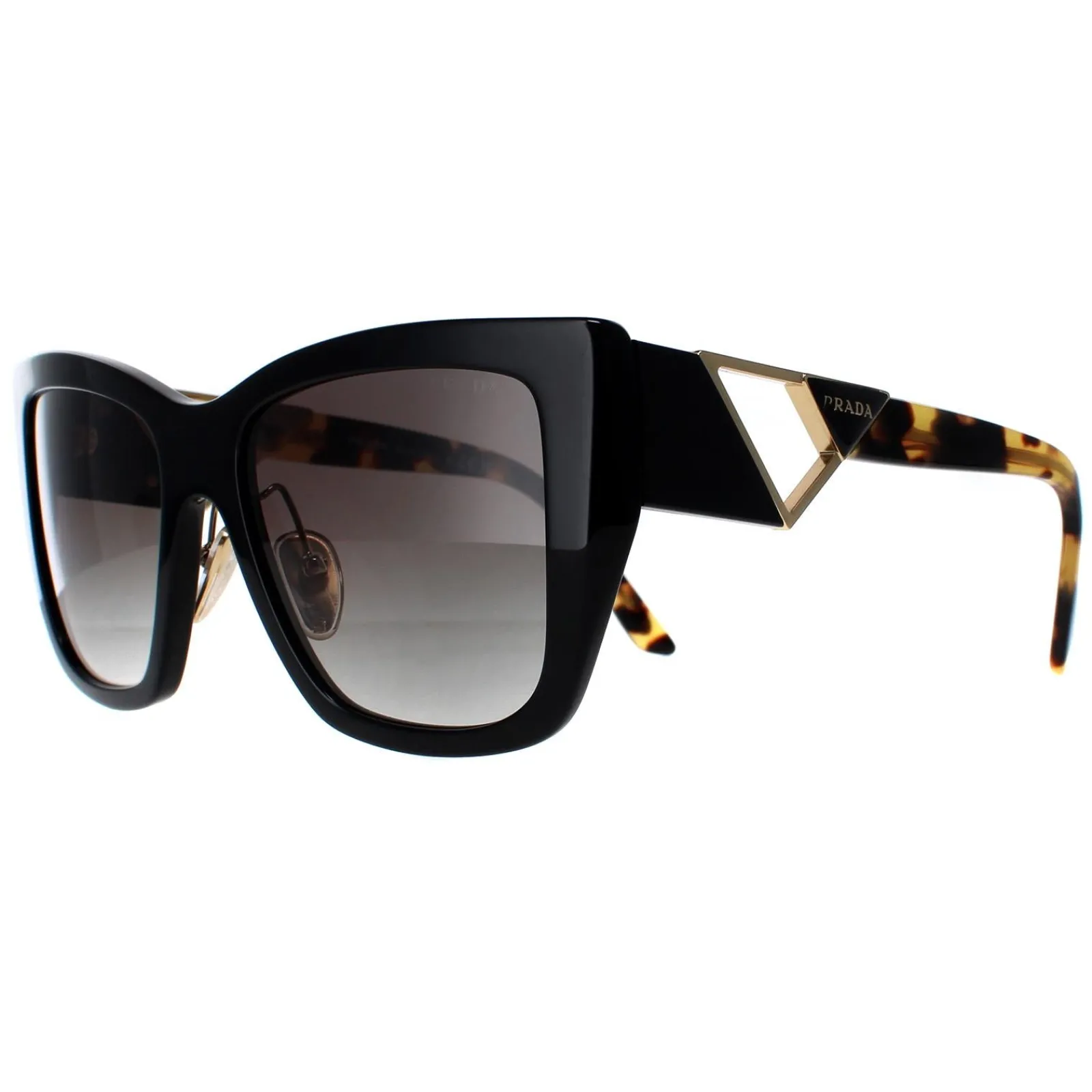 Prada Square|Prada^Sunglasses PR21YS 1AB0A7 Black and Tortoise Grey Gradient