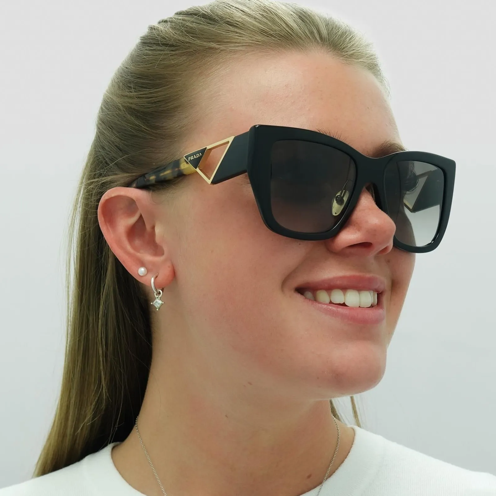 Prada Square|Prada^Sunglasses PR21YS 1AB0A7 Black and Tortoise Grey Gradient