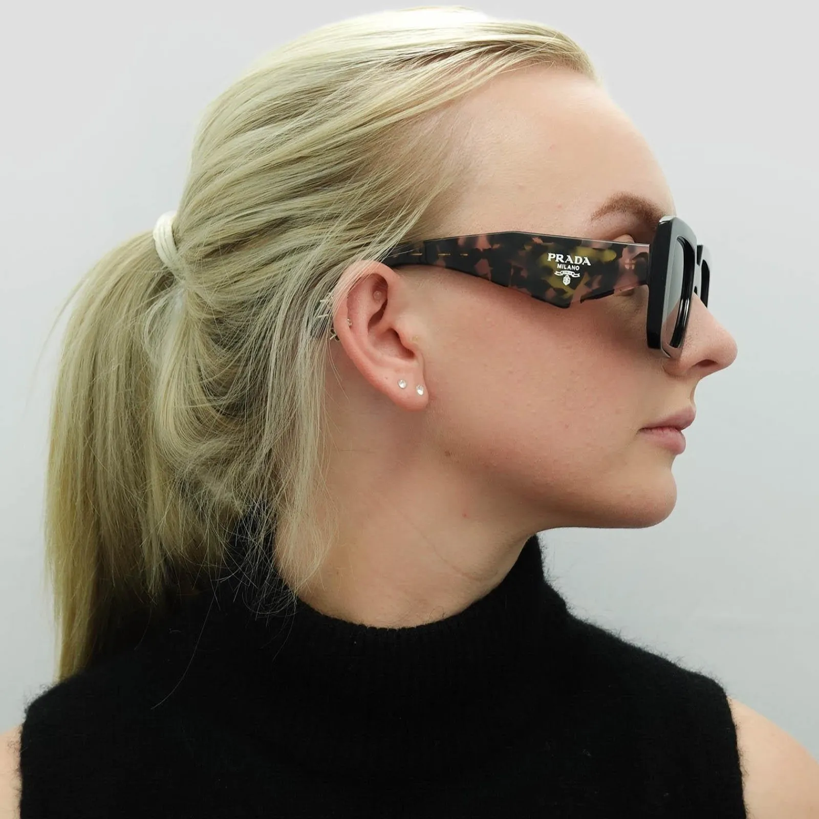 Prada Square|Prada^Sunglasses PR23YS 1AB5S0 Black Dark Grey