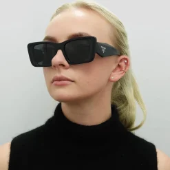 Prada Prada|Rectangle^Sunglasses PR08YS 1AB5S0 Black Dark Grey