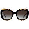 Prada Prada|Square^Sunglasses PR16YS 01M0A7 Black and Medium Tortoise Light Grey Gr