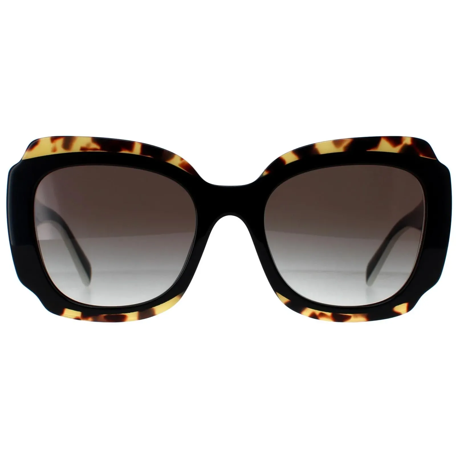 Prada Prada|Square^Sunglasses PR16YS 01M0A7 Black and Medium Tortoise Light Grey Gr