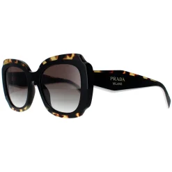 Prada Prada|Square^Sunglasses PR16YS 01M0A7 Black and Medium Tortoise Light Grey Gr