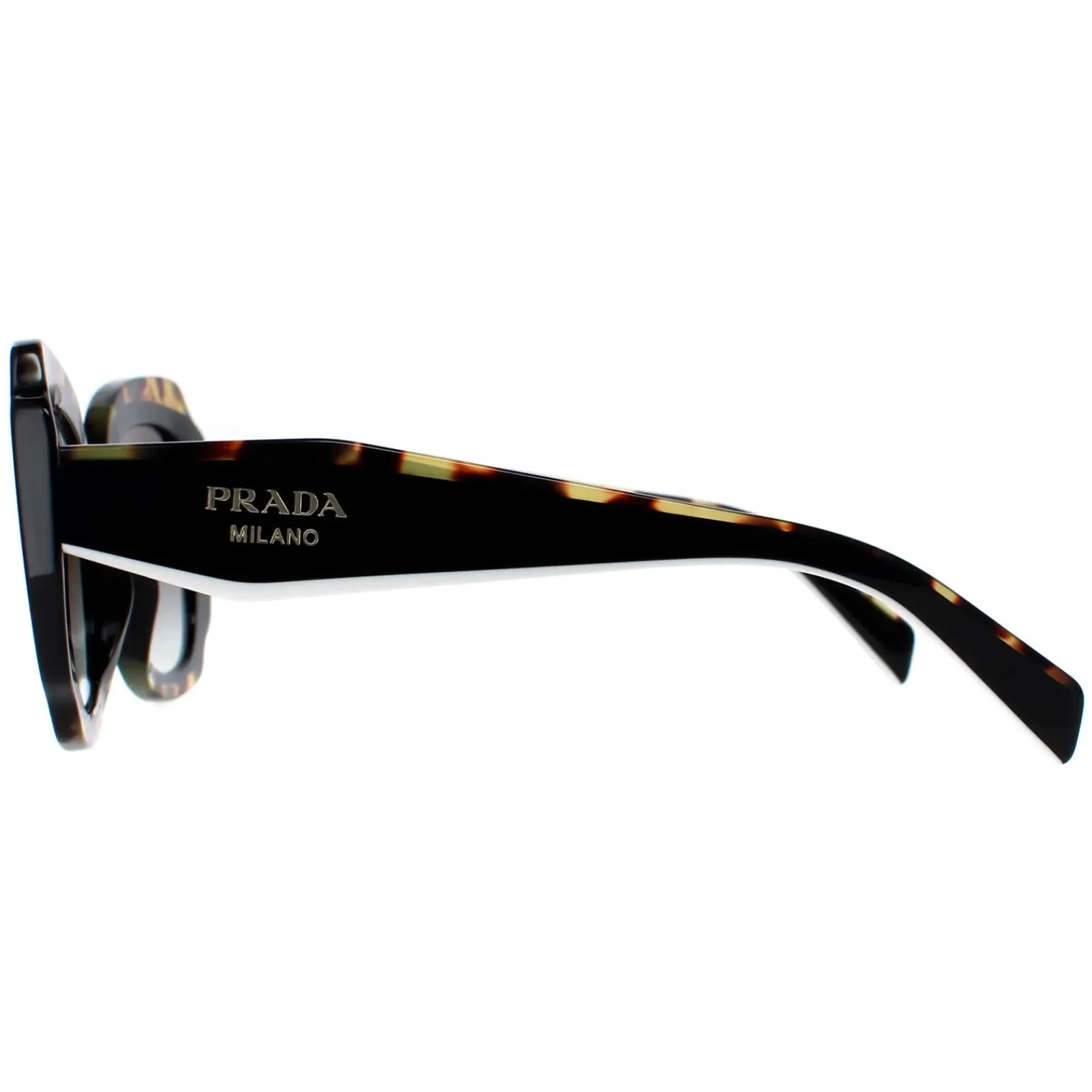 Prada Prada|Square^Sunglasses PR16YS 01M0A7 Black and Medium Tortoise Light Grey Gr