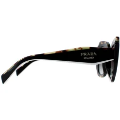 Prada Prada|Square^Sunglasses PR16YS 01M0A7 Black and Medium Tortoise Light Grey Gr