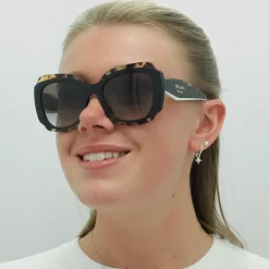 Prada Prada|Square^Sunglasses PR16YS 01M0A7 Black and Medium Tortoise Light Grey Gr