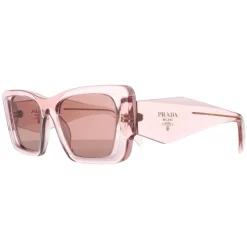 Prada Rectangle^Sunglasses PR08YS 19Q10D Transparent Peach Light Brown