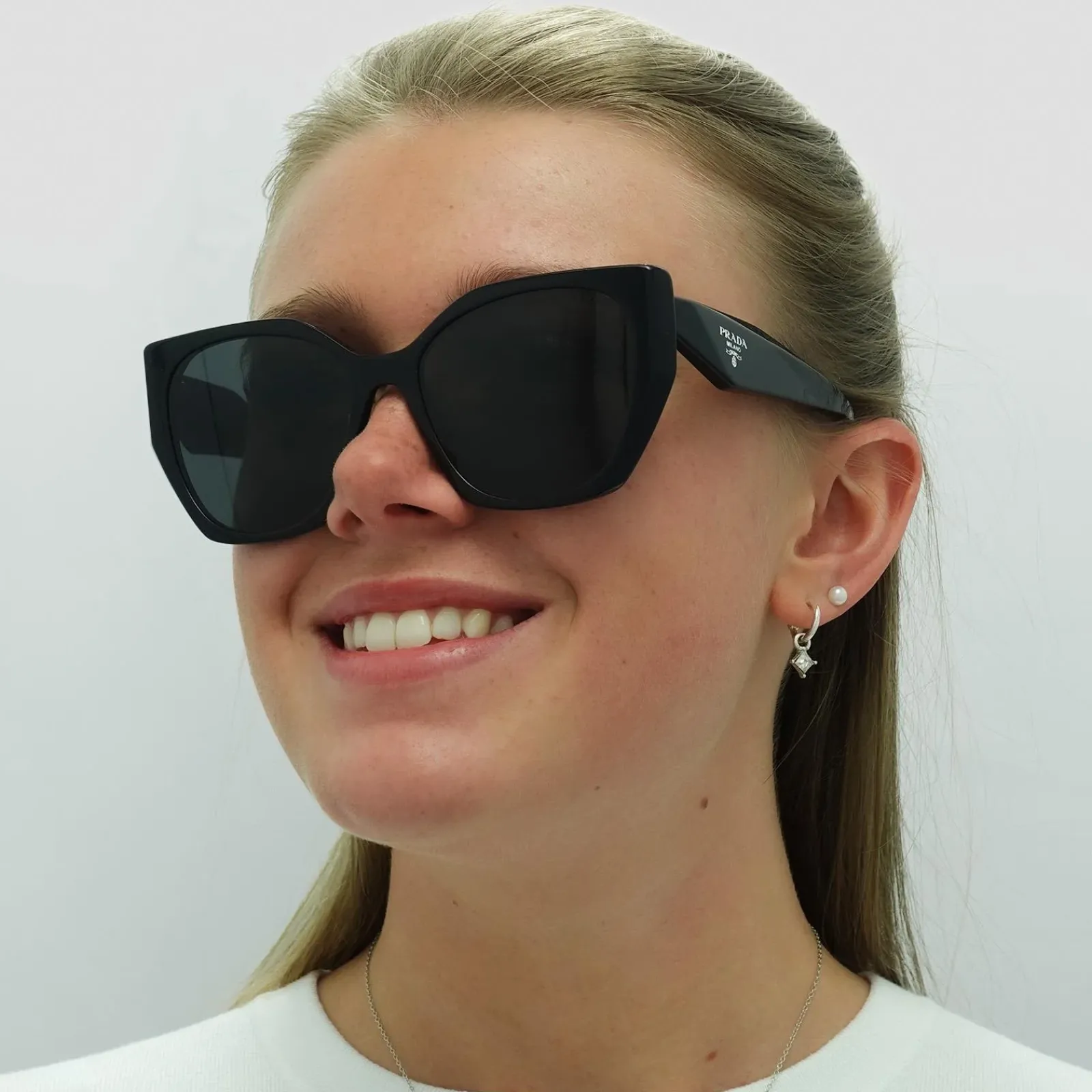 Prada Prada|Square^Sunglasses PR19ZS 1AB5S0 Black Dark Grey