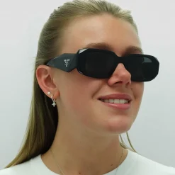 Prada Prada|Rectangle^Symbole Sunglasses - Women Luxury Rectangle PR17WS 1AB5S0 - Blac