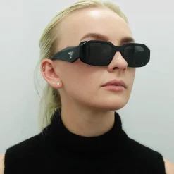 Prada Prada|Rectangle^Symbole Sunglasses - Women Luxury Rectangle PR17WS 1AB5S0 - Blac