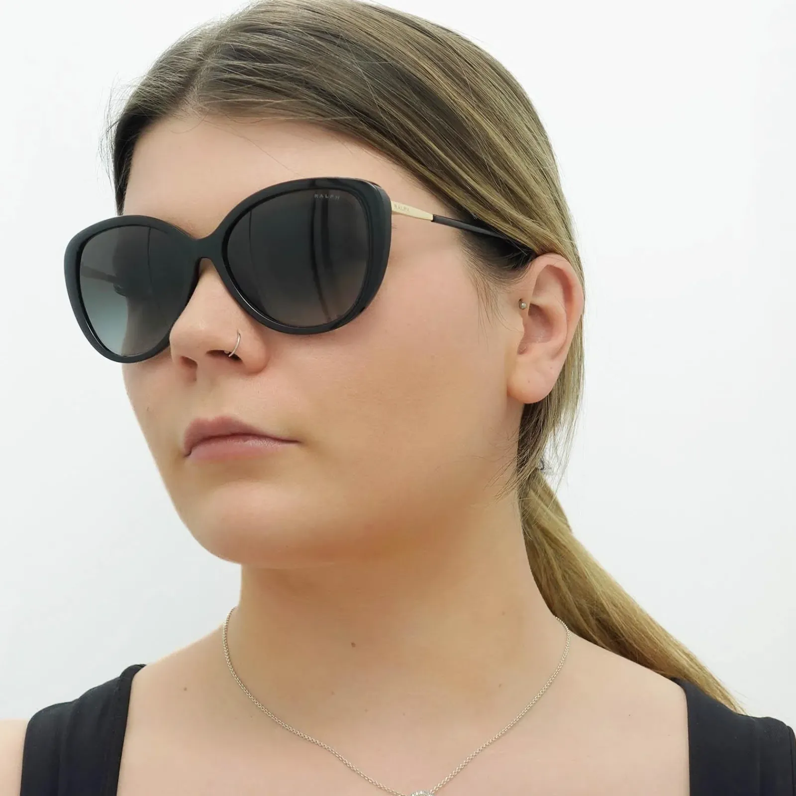 Ralph by Ralph Lauren Butterfly^Sunglasses RA5288U 50018G Shiny Black Grey Gradi