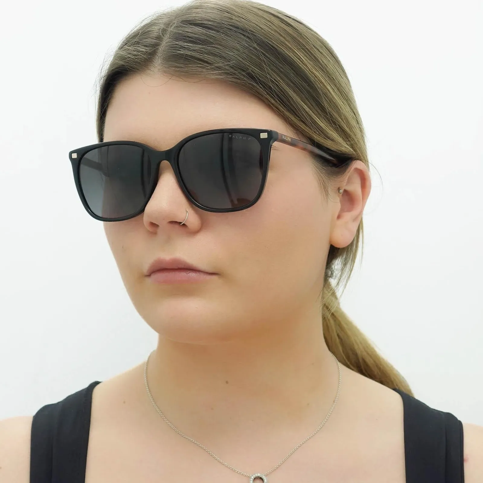 Ralph by Ralph Lauren Square^Sunglasses RA5293 6037T3 Shiny Black with Havana