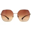 Ralph by Ralph Lauren Square^Sunglasses RA4138 900413 Shiny Gold Brown Gradie