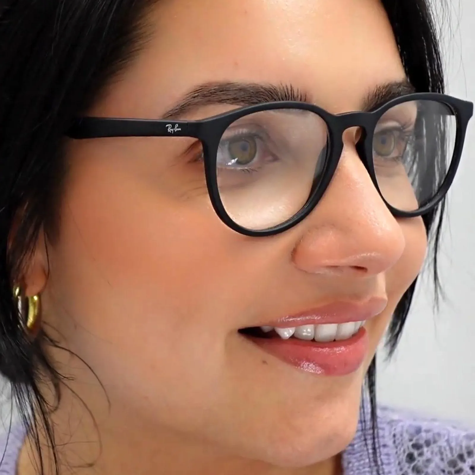 Ray-Ban Round|Round^Glasses Frames 7046 5364 Rubberised Black Clear