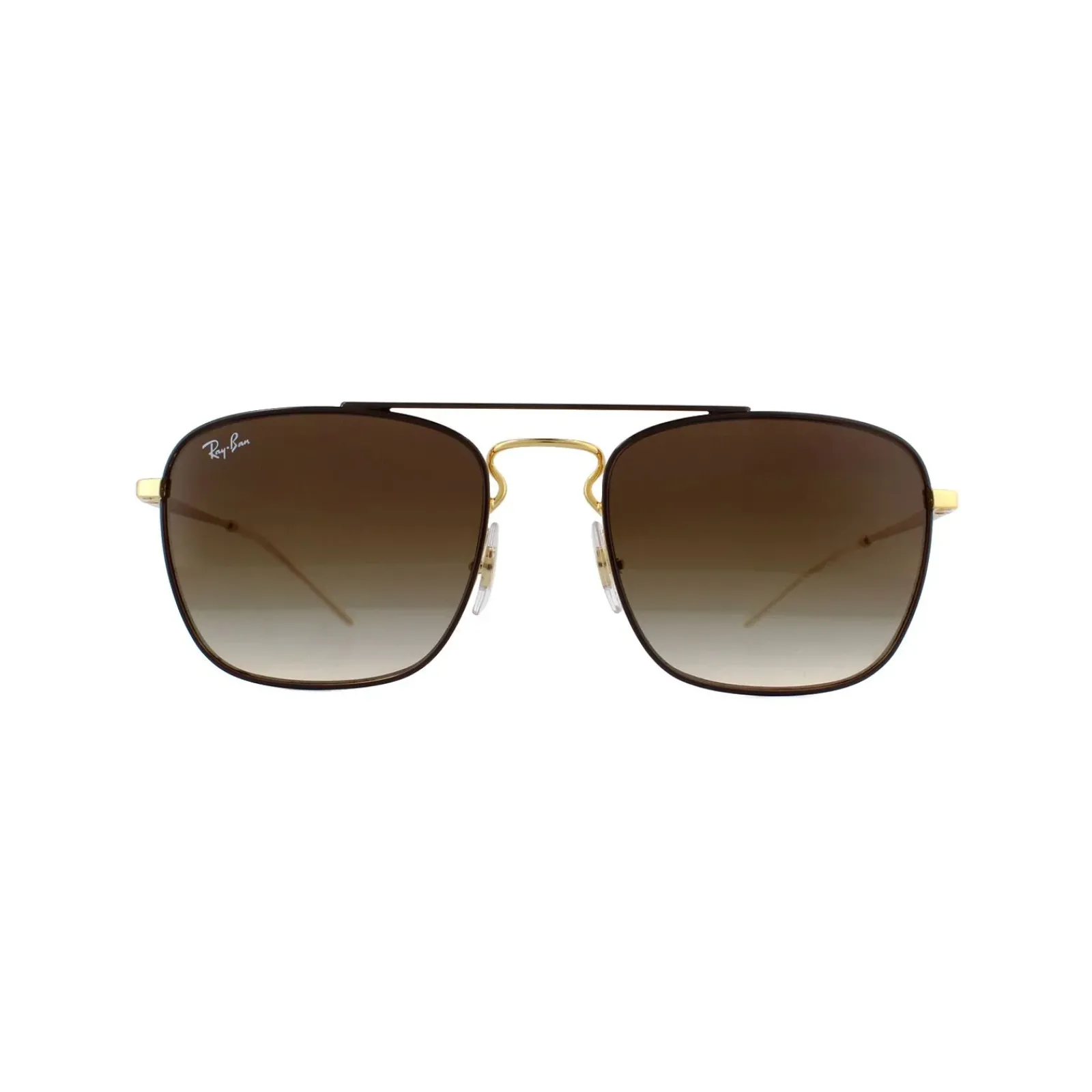 Ray-Ban Square^Sunglasses 3588 905513 Gold Top On Brown Brown Gradient Dark B