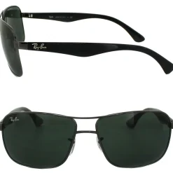 Ray-Ban Rectangle^Sunglasses 3516 004/71 Gunmetal Green 59mm