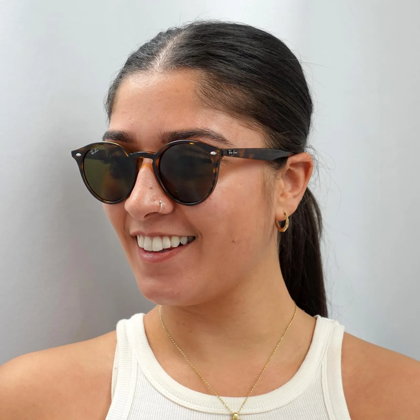 Ray-Ban Round^Sunglasses 2180 710/73 Tortoise Brown B-15