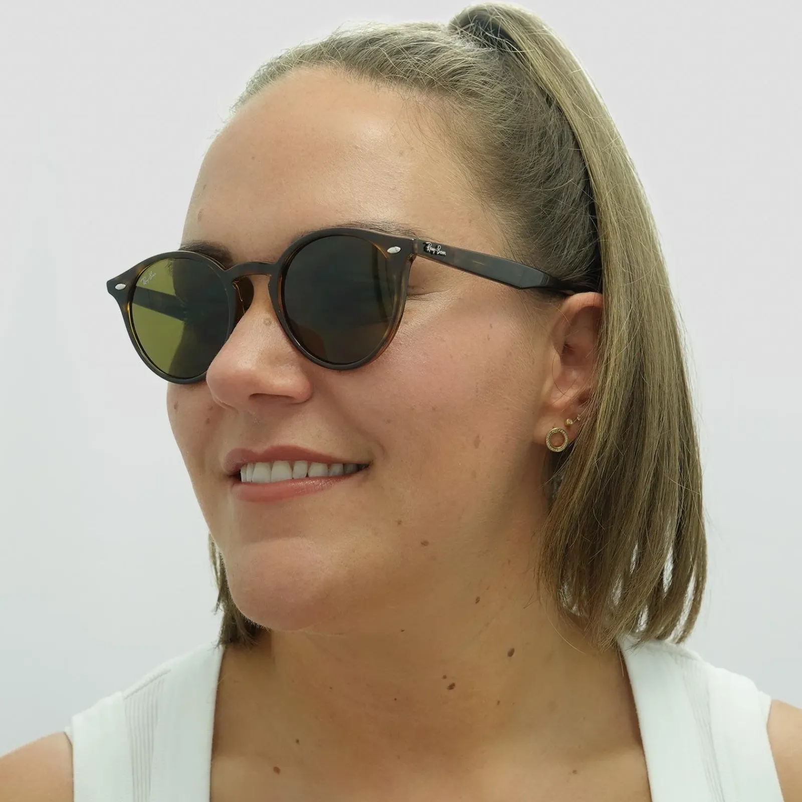 Ray-Ban Round^Sunglasses 2180 710/73 Tortoise Brown B-15