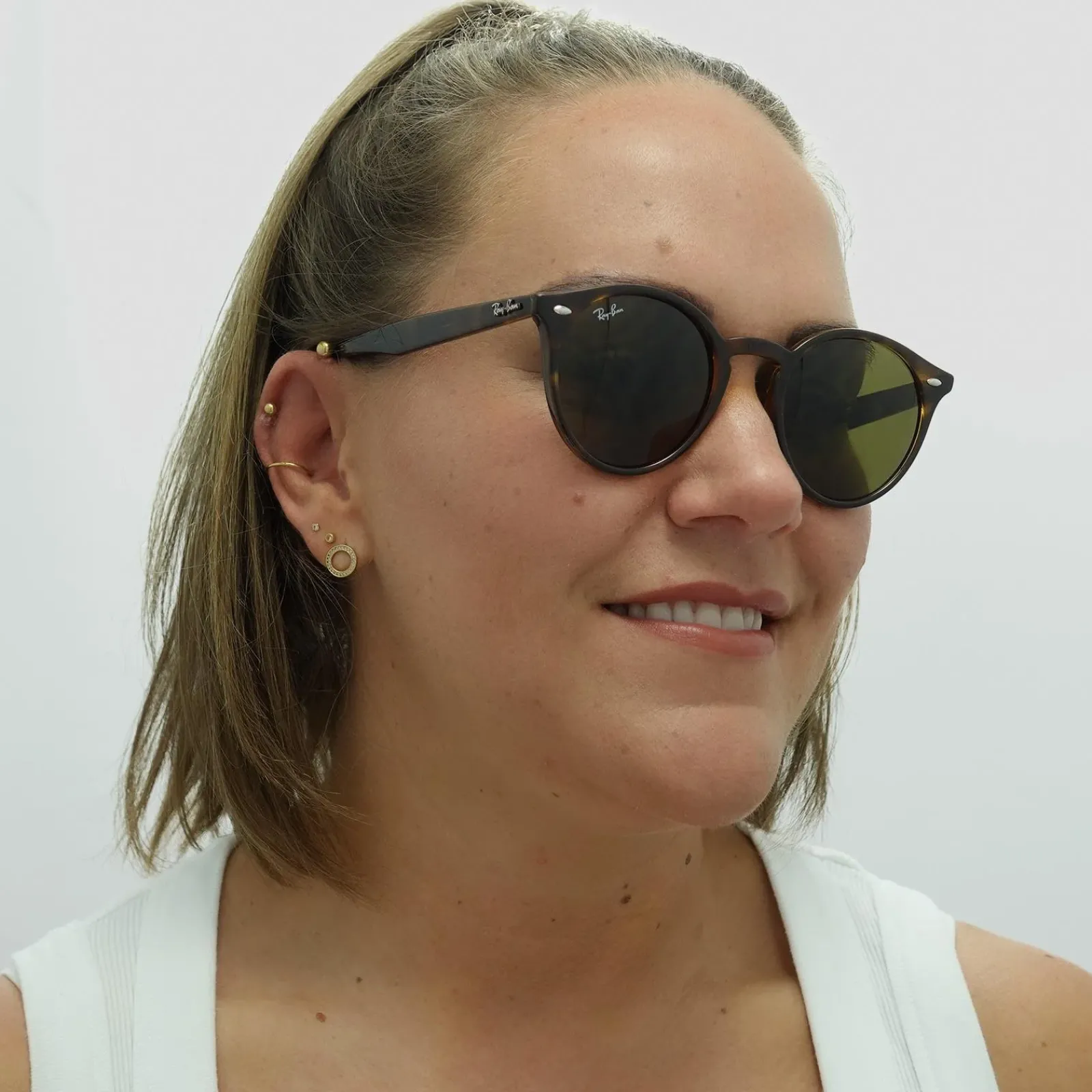 Ray-Ban Round^Sunglasses 2180 710/73 Tortoise Brown B-15