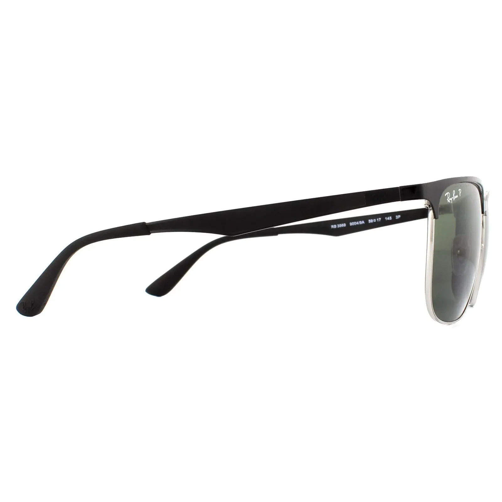 Ray-Ban Polarised|Ray-Ban^Sunglasses 3569 90049A Black Silver Green Polarized
