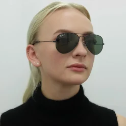 Ray-Ban Polarised|Ray-Ban^Sunglasses Aviator 3025 Black Green Polarized 002/58