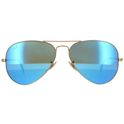 Ray-Ban Polarised^Sunglasses Aviator 3025 112/4L Matt Gold Blue Mirror Polarized