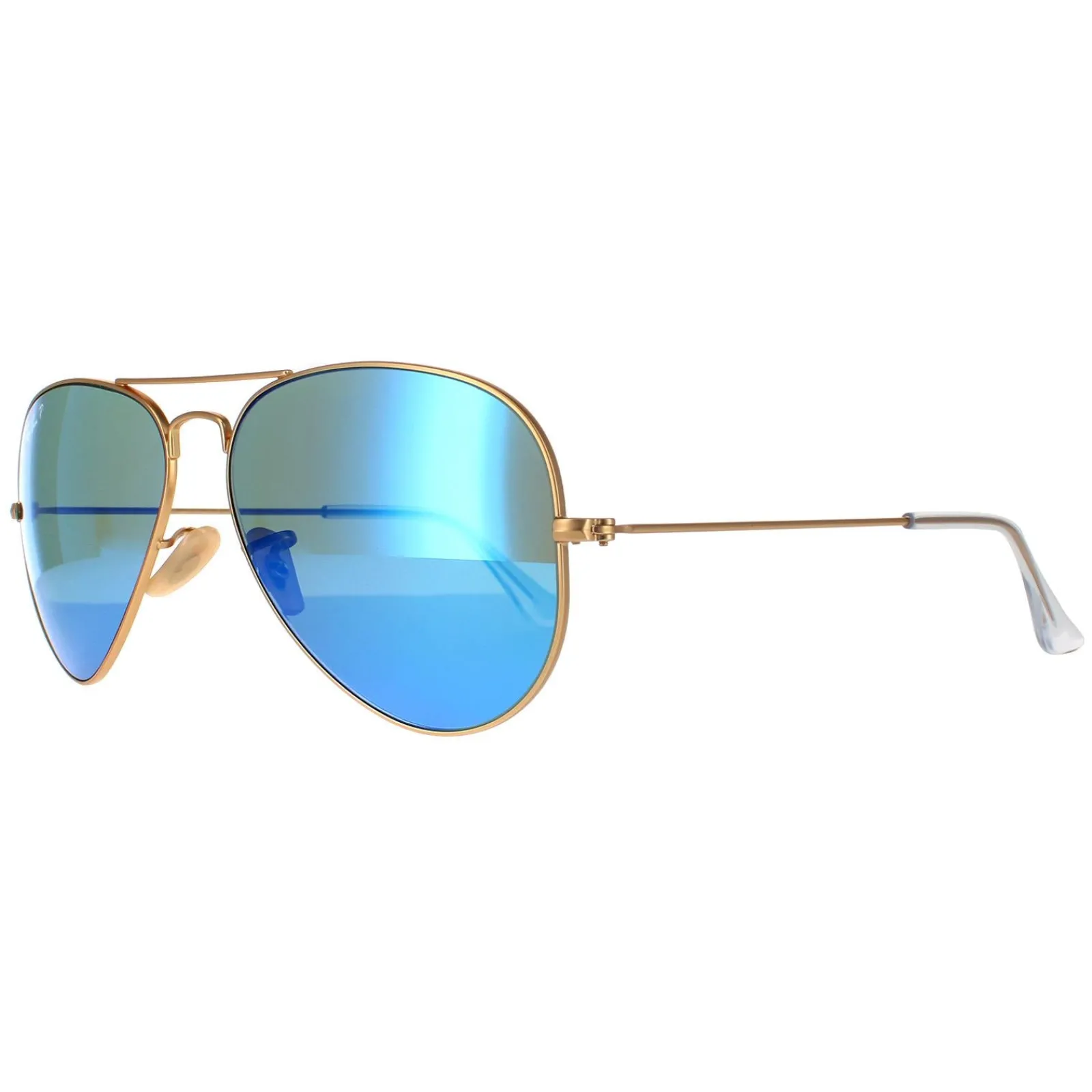 Ray-Ban Polarised^Sunglasses Aviator 3025 112/4L Matt Gold Blue Mirror Polarized
