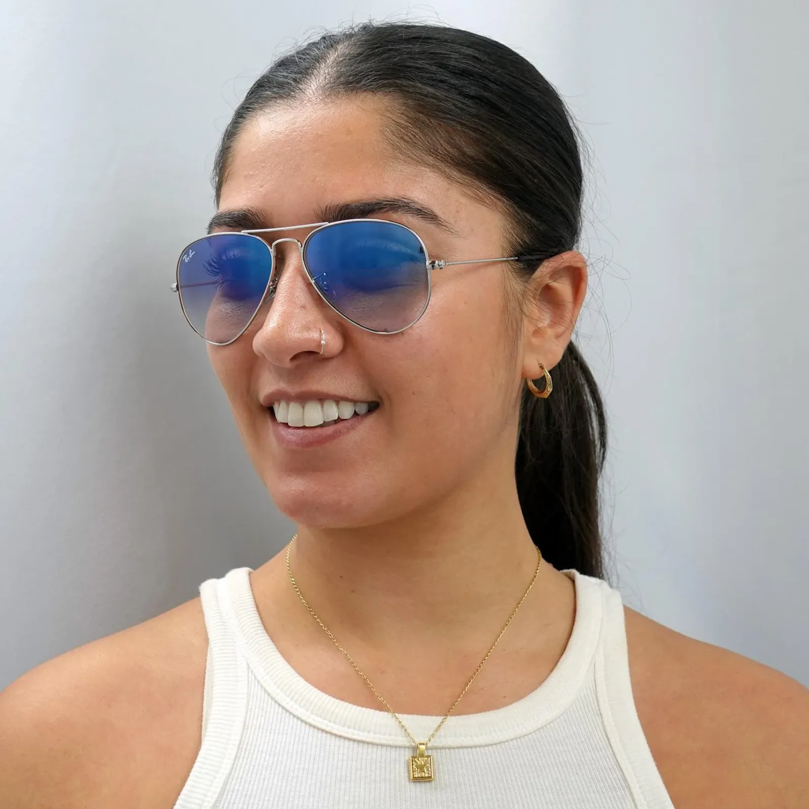 Ray-Ban Ray-Ban|Aviator^Sunglasses Aviator 3025 Silver Gradient Light Blue 003/3F 55mm