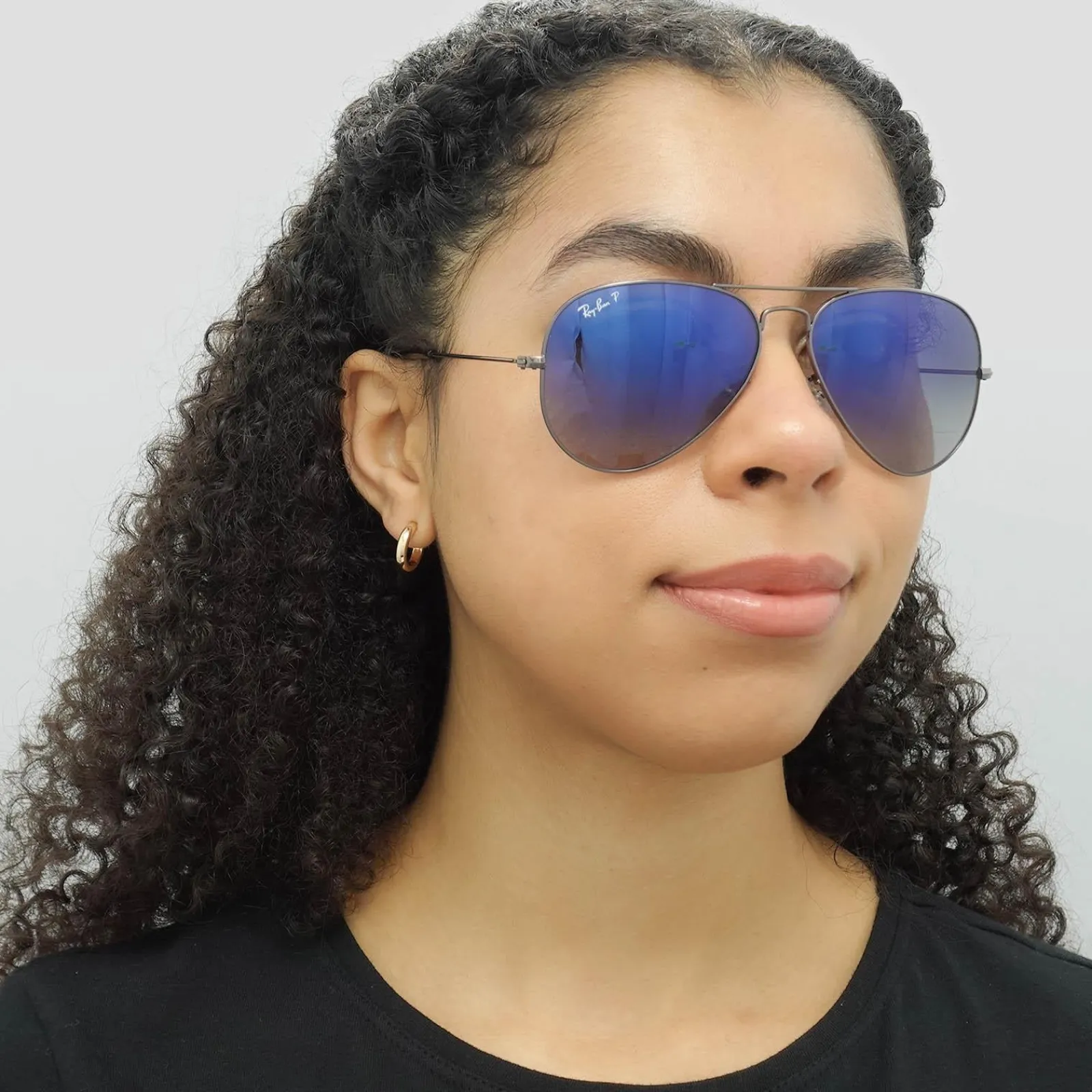 Ray-Ban Polarised|Ray-Ban^Sunglasses Aviator 3025 Gunmetal Polarized Blue Gradient Grey