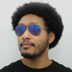 Ray-Ban Polarised|Ray-Ban^Sunglasses Aviator 3025 Gunmetal Polarized Blue Gradient Grey