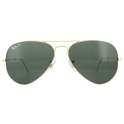 Ray-Ban Polarised|Ray-Ban^Sunglasses Aviator 3025 Gold Green Polarized 001/58 62mm