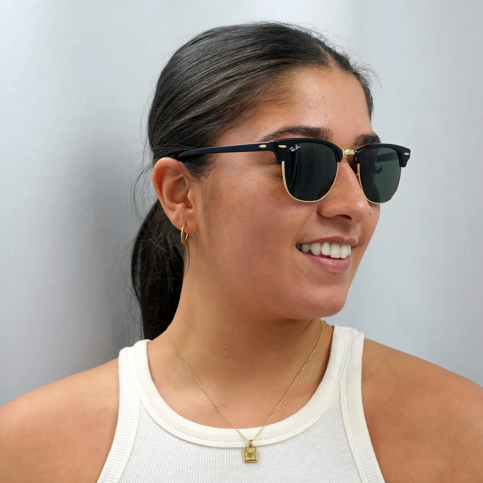 Ray-Ban Ray-Ban|Round^Sunglasses Clubmaster 3016 W0365 Black Green G-15 Small 49mm