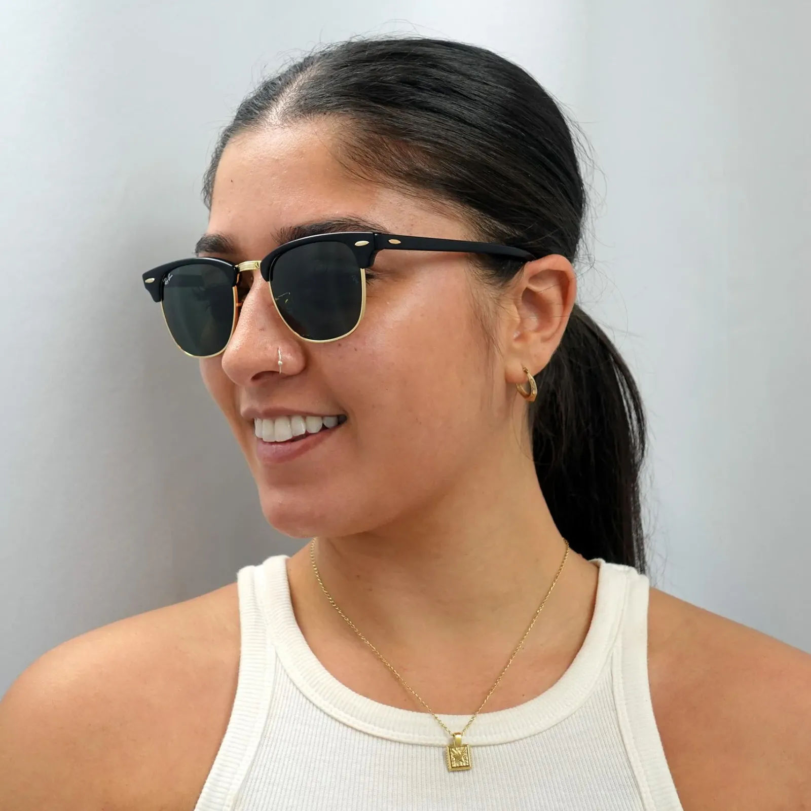Ray-Ban Ray-Ban|Round^Sunglasses Clubmaster 3016 W0365 Black Green G-15 Small 49mm