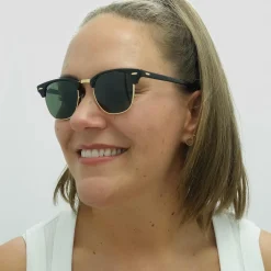 Ray-Ban Ray-Ban|Round^Sunglasses Clubmaster 3016 W0365 Black Green G-15 Small 49mm