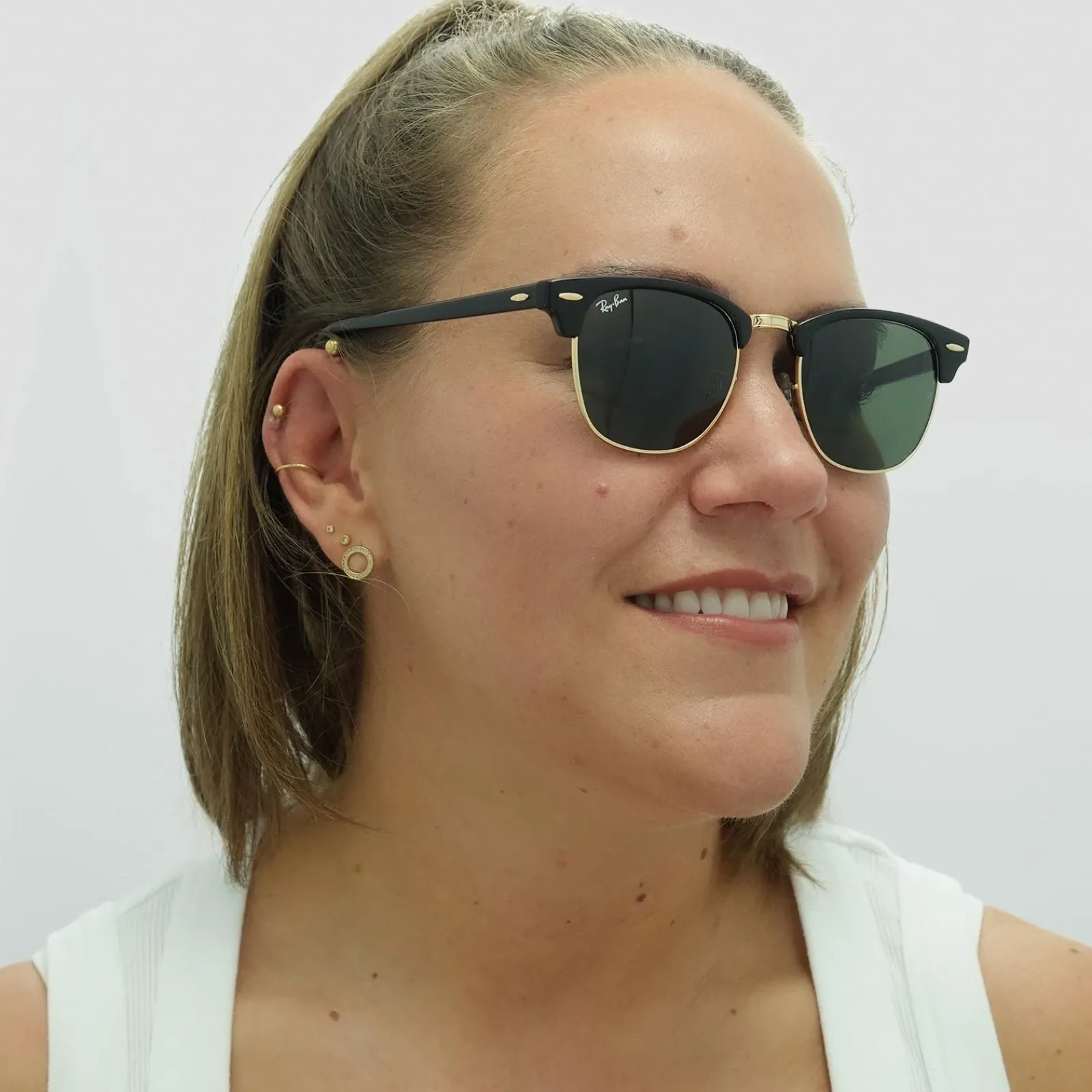 Ray-Ban Ray-Ban|Round^Sunglasses Clubmaster 3016 W0365 Black Green G-15 Small 49mm