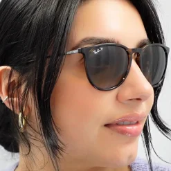Ray-Ban Polarised^Sunglasses Erika 4171 601/5Q Black Violet Mirror Polarized
