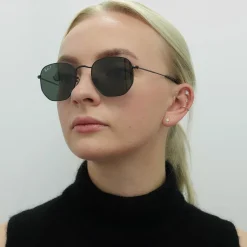 Ray-Ban Square|Polarised^Sunglasses Hexagonal RB3548N 002/58 Polished Black Green Polar