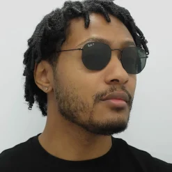 Ray-Ban Square|Polarised^Sunglasses Hexagonal RB3548N 002/58 Polished Black Green Polar