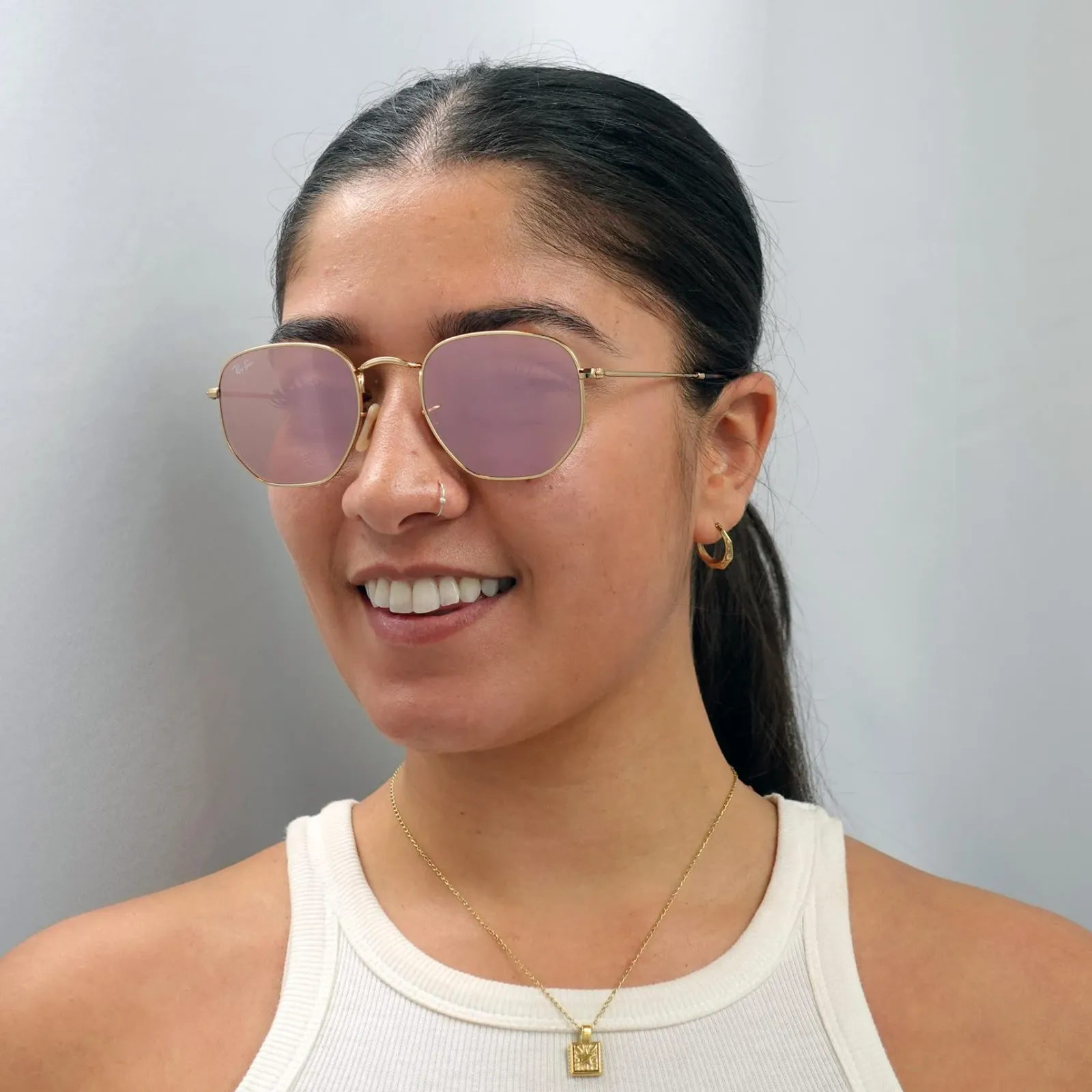Ray-Ban Ray-Ban|Ray-Ban^Sunglasses Hexagonal 3548N 001/Z2 Gold Copper Flash Mirror